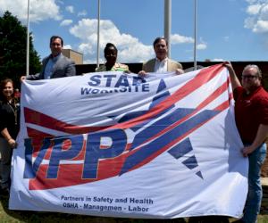 (Pictured L-R: Stephani Riley (Amerex Nurse), Harrison Bishop (Amerex president), Ramona Morris (OSHA Area Director), Ruffner Page (McWane president) and Robert Fisher (Amerex Safety Manager)