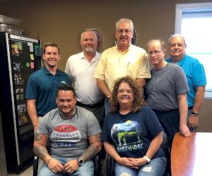 Pictured front to back L-R: Greg Reyes (Environmental Technician, Renea McGathy (Environmental Assistant), Dylan McKee (Safety Engineer), Tom Bell (new Environmental Manager), Danny Lewis, Chris McBee (Environmental Engineer) and Chriss Suddeth (Safety Ma