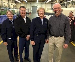 Group photo (L-R): Lt. Colonel Summer Clovis; Colonel David Hosna; Lt. General Wendy Masiello; Vic Modic, Amerex vice president