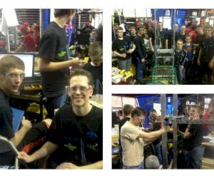 (Pictured left: Nathan Sweat and his son Tyler; top right, Maple Mountain Robotics team; bottom right, Nathan Sweat helping assemble robot)