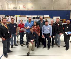 (Pictured from L-R:  Back row-Unknown (not from McWane) Nathan Sweat, Holly Hurst, Riley Hiatt, Meloney Stevens, David Gates, Chad Monson John Julander and David Vazquez; middle row-Meloney Stevens and Brandon Hatch; kneeling-Scott Jarvis)