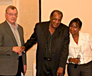(Pictured from L-R: Tyler Assistant GM Greg Simmons, James Madison and Tyler HR Manager Faye Pettigrew)