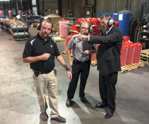 (In the photo L-R, General Manager Corrie Eifert, Operations Manager Keith Norris and Rep. Darin LaHood)